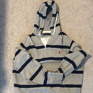 Polo Ralph Lauren Grey and Navy Striped Hoodie XL